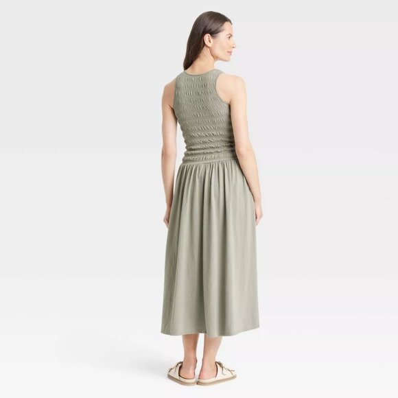 Women's Smocked Knit Maxi A-Line Dress - Picture 2 of 6